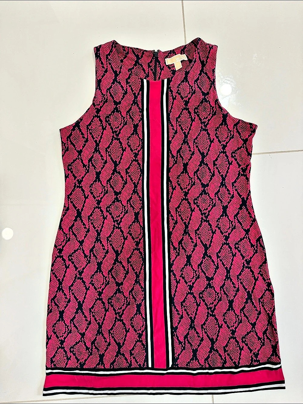 MICHAEL Kors Mini Animal Print Dress in Pink & Black Size XL